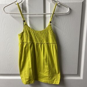 Faded Glory Top Girls Small Green Beaded Sparkly Spaghetti Strap Chartreuse